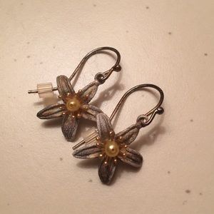 Bronze and pearl earrings